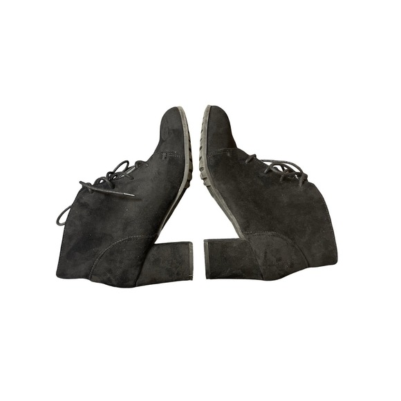 Madden Girl Black Suede Lace Up Heeled Ankle Booties Women's Size 7 - Picture 4 of 4